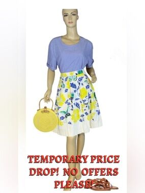 RSVP BY TALBOTS WHITE, YELLOW, BLUE & GREEN COTTON FLORAL TWILL SKIRT (12P)